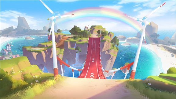 QQ飞车手游彩虹风车岛拱桥跳台怎么跑?