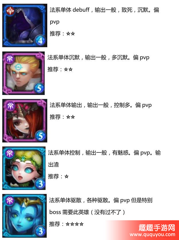 迷雾世界秒图流法系PVE英雄盘点详解